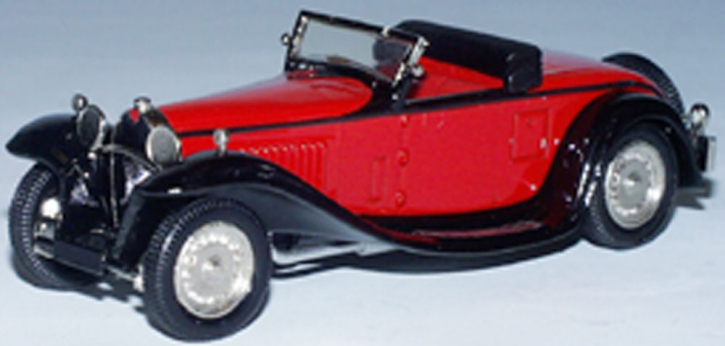 Bugatti Typ 49 Cabriolet "Gangloff", Dach offen schwarz-rot 1/43 Zinnlegierung