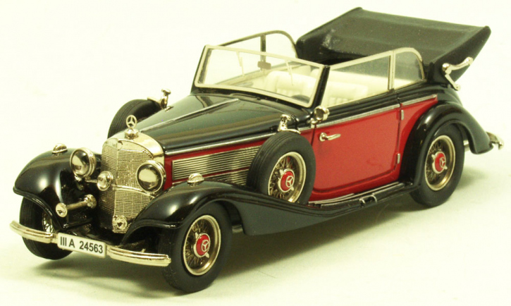 1939 Mercedes 540K Cabriolet B, Dach offen schwarz-rot 1/43 Zinnlegierung