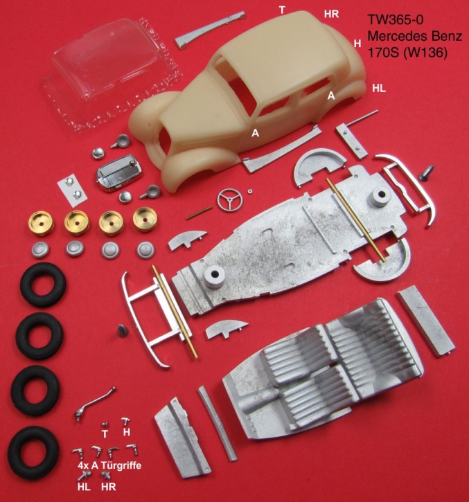 1956 Mercedes Benz 170S (W136) unpainted 1/43 whitemetal/pewter & resin kit