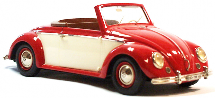 1949 VW "Hebmueller" Cabriolet rot-beige 1/24 Zinnlegierung Fertigmodell