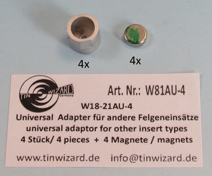 Universal Adapter für andere Felgen Set 4 Stück 1/18 Zinnlegierung Bausatz