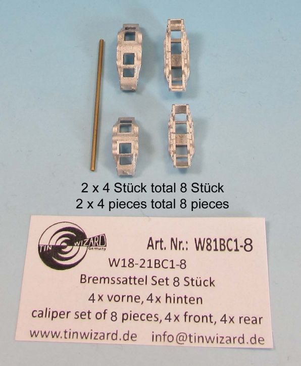 Metal caliper Set 8 pieces. (4x front, 4x rear) 1/18 kit