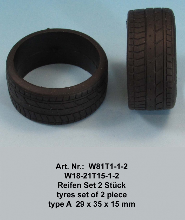 Tyres Set 2pcs, Typ A black 1/18 kit