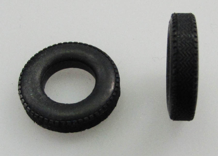 10x Reifen 1/43 Gummi ø= 16,4 x 8,8 x 3,8 mm (60er-70er) schwarz Bausatz