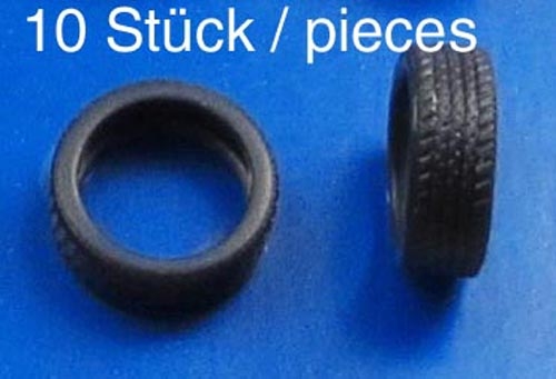 10 x Pneus 1/43 caoutchouc  ø=11,3 x 15,3 x 5,4mm noir