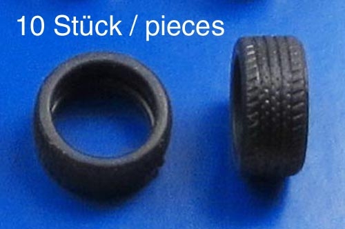 10 x Reifen 1/43 Gummi  ø=11,3 x 15,3 x 6,8mm schwarz