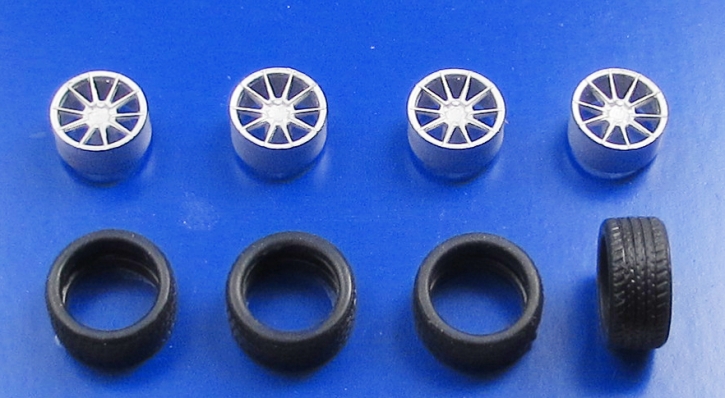 Radset 204-01 4x Felge Design Forged_EH173 + Reifen unlackiert 1/43 Bausatz