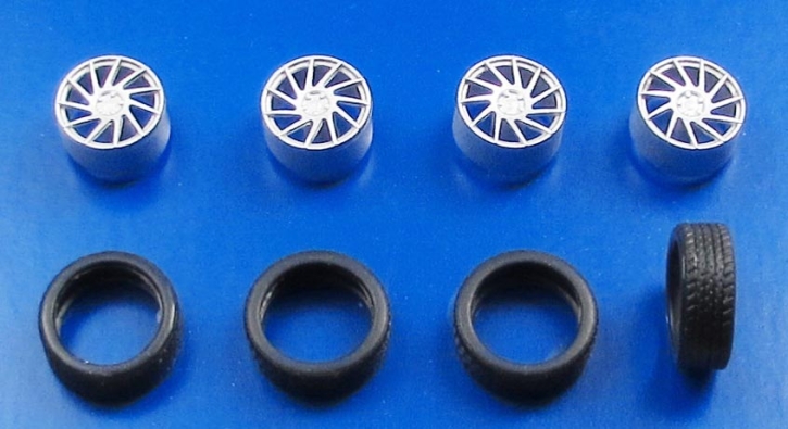 Radset 206-02 4x Felge Design Forgiato_Direzione R/L + Reifen unlackiert 1/43