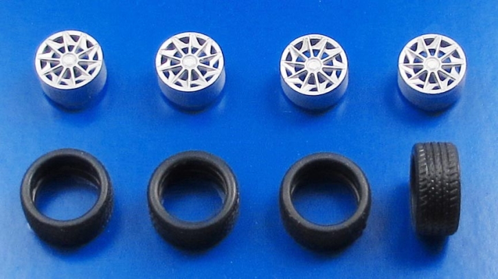 Radset 208-01 4x Felge R/L Design rotiform_cvt R/L + Reifen unlackiert 1/43