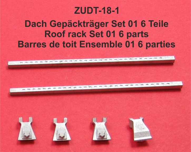 Roof rack Set 01 6 parts 1/18 unpainted whitemetal/pewter kit
