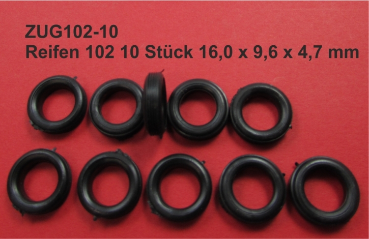 Reifen 102 10 Stück 16,0 x 9,6 x 4,7 mm schwarz 1/43