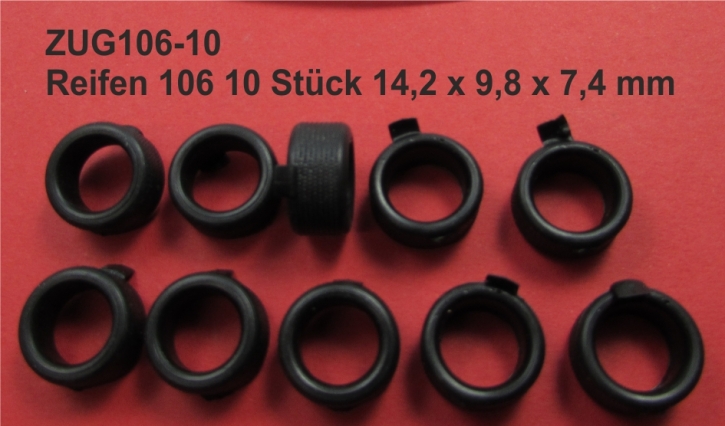 Reifen 106 10 Stück 14,2 x 9,8 x 7,4 mm schwarz 1/43