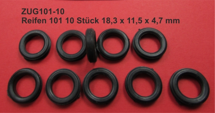 Reifen 101 10 Stück 18,3 x 11,5 x 4,7 mm schwarz 1/43