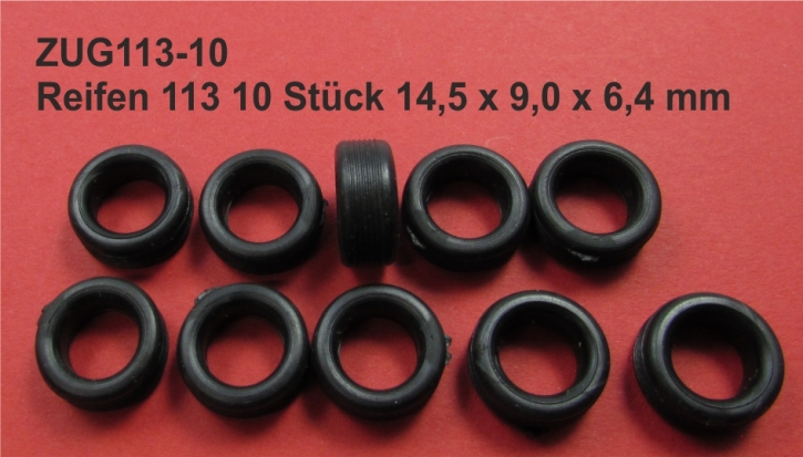 Reifen 113 10 Stück 14,5 x 9,0 x 6,4 mm schwarz 1/43