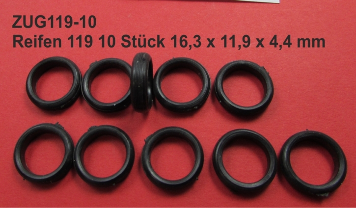 Reifen 119 10 Stück 16,3 x 11,9 x 4,4 mm schwarz 1/43