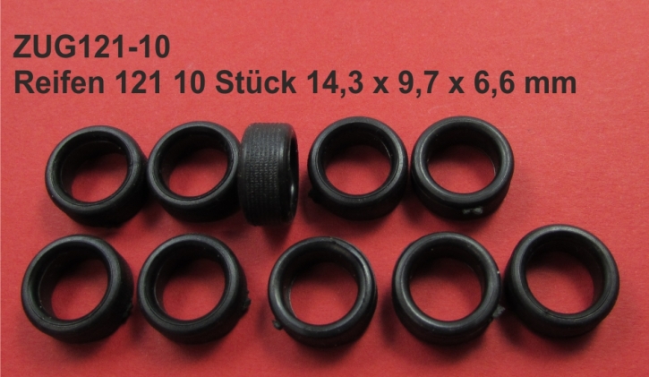 Reifen 121 10 Stück 14,3 x 9,7 x 6,6 mm schwarz 1/43