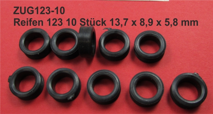 Reifen 123 10 Stück 13,7 x 8,9 x 5,8 mm schwarz 1/43