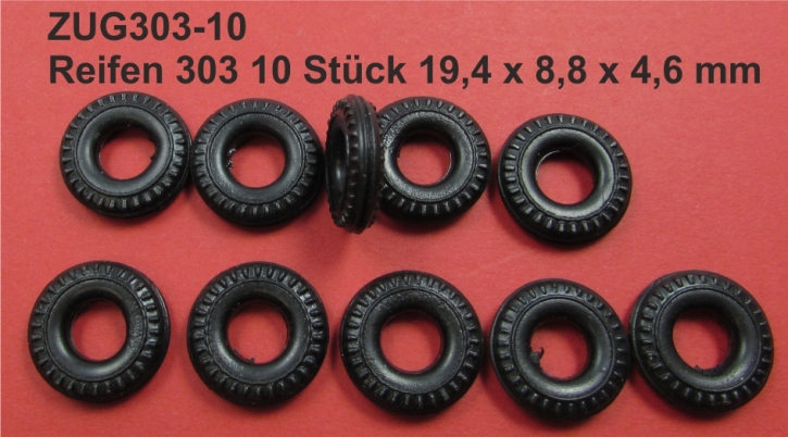 Reifen 303 10 Stück 19,4 x 8,8 x 4,6 mm schwarz 1/43 Reifen 303 10 Stück 19,4 x 8,8 x 4,6 mm schwarz 1/43