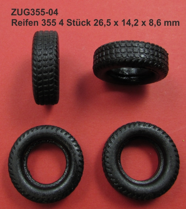 Reifen 355 4 Stück 26,5 x 14,2 x 8,6 mm schwarz 1/24 Reifen 355 4 Stück 26,5 x 14,2 x 8,6 mm schwarz 1/24