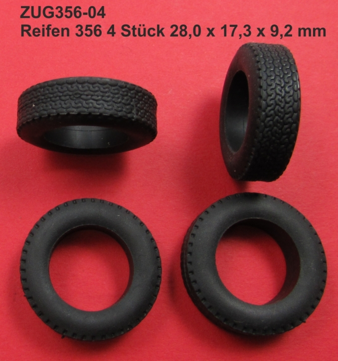 Reifen 356 4 Stück 28,0 x 17,3 x 9,2 mm schwarz 1/24 Reifen 356 4 Stück 28,0 x 17,3 x 9,2 mm schwarz 1/24