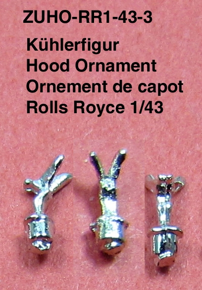 Ornement de capot Plaqué nickel Rolls Royce 1/43 3 pièces Ornement de capot Plaqué nickel Rolls Royce 1/43 3 pièces