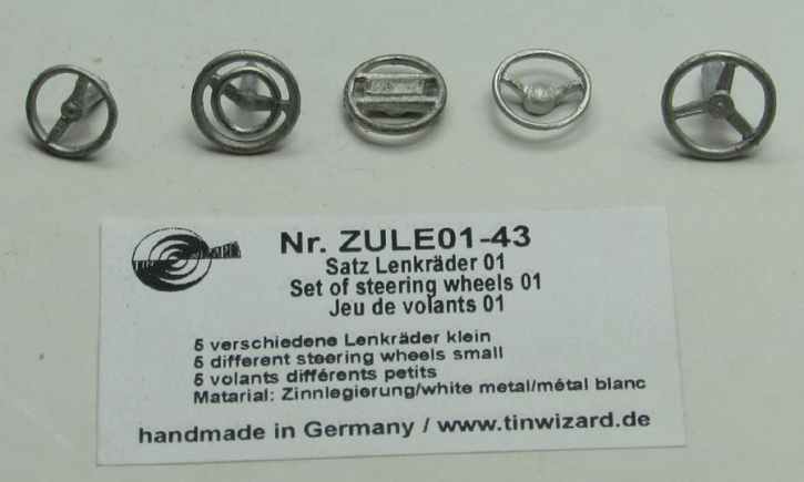 Accessories Steering wheels 01 pewter 5 different (small) 1/43 ZULE01-43