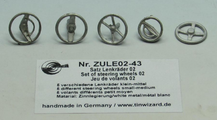 Accessories Steering wheels 02 pewter 5 different (small-medium) 1/43 unpainted