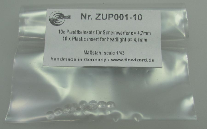 Plastikeinsatz 10 Stück für Scheinwerfer Fassung ø= 4,7mm transparent 1/43