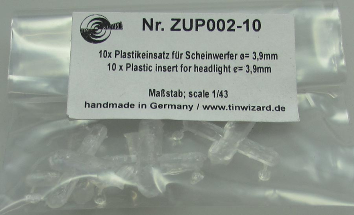 Plastikeinsatz 10 Stück für Scheinwerfer Fassung ø= 3,9mm transparent 1/43