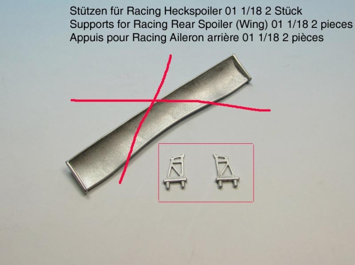 Stützen für Racing Heckspoiler 01 1/18 2 Stück unlackiert Zinnlegierung Bausatz Stützen für Racing Heckspoiler 01 1/18 2 Stück unlackiert Zinnlegierung Bausatz
