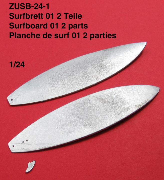 Planche de surf 01 2 parties 1/24 non peint métal blanc/étain kit
