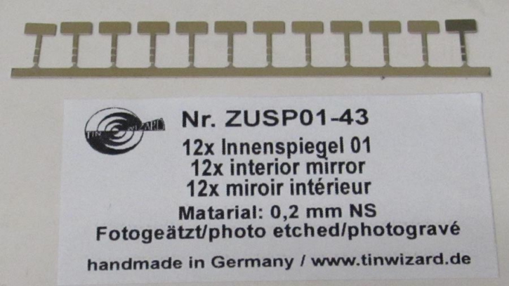 Accessories interior mirror photo-etched part length universal 01 (12 pieces) 1/43 ZUSP01-43