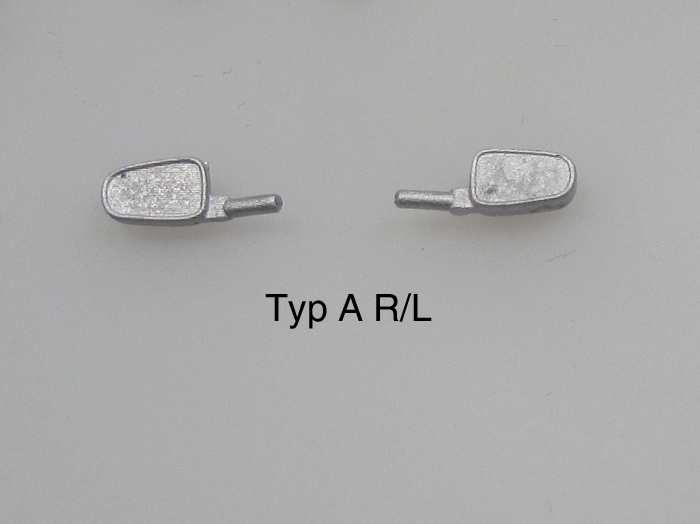 Zubehör Außen Spiegel 05 Typ A, 2 Stück R/L 1/43 unlackiert Zinnlegierung