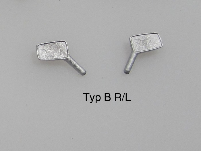 Zubehör Außen Spiegel 06 Typ B, 2 Stück R/L 1/43 unlackiert Zinnlegierung