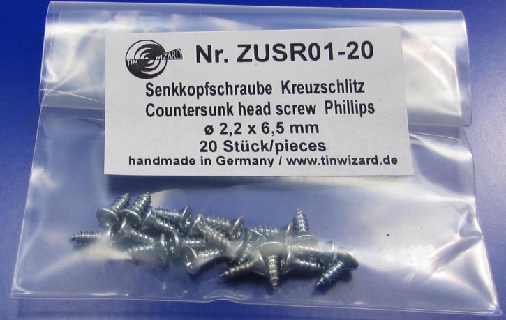 Senkkopfschraube Kreuzschlitz ø 2,2 x 6,5 mm 20 Stück silber Metall