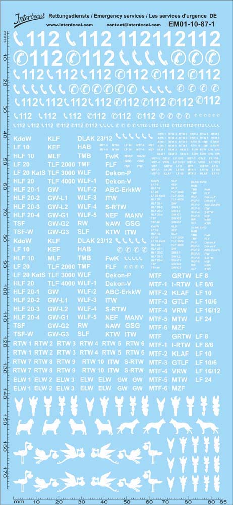 Weisse Zahlen Decal für R04 12mm Naßschiebebild Startnummern NR-WH-23-2 
