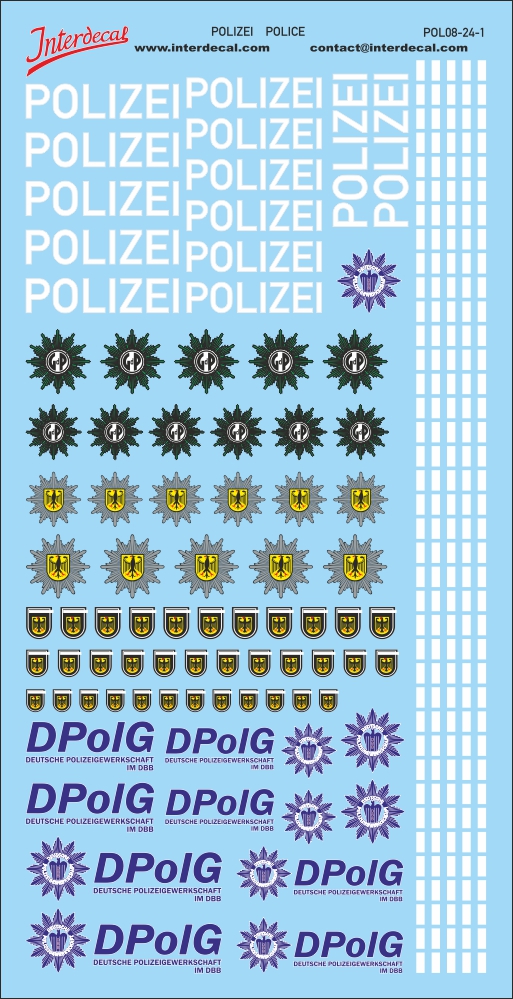 Polizei Abziehbilder weiss German Police Decal white 1:43 