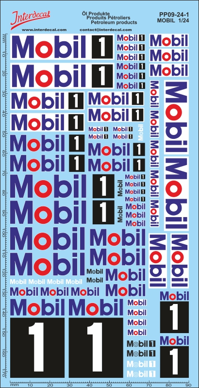 140x90 mm Petroleum products 9 Mobil sponsors Decal 1/43 PP09-43 