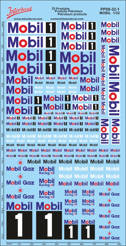 1/43 PP09-43 Petroleum products 9 Mobil sponsors Decal 140x90 mm 