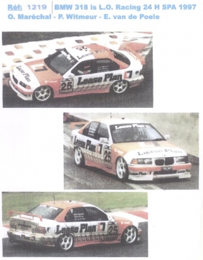 BMW 318is L.O. Racing 24H Spa 1997 1/43 Naßschiebebild Decal JA Miniatures