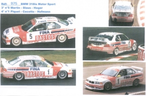 BMW 318is Motorsport 24H Spa 1994 Decal 1/43 Naßschiebebild Decal JA Miniatures