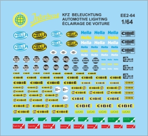 Elektrische Ausrüstung 2 KFZ Beleuchtung 1/64 Naßschiebebild Decal 86x48mm