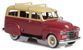 1949-53 Chevrolet Suburban mit Seitenschweller und Tür hinten rot-beige 1/43