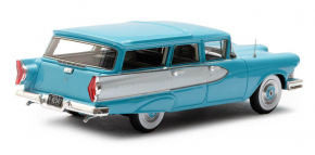 1958 Edsel Villager 4-türig Kombi mit Seitenschwellern hinten blau-weiss 1/43