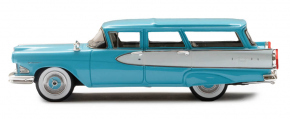 1958 Edsel Villager 4-türig Kombi mit Seitenschwellern hinten blau-weiss 1/43