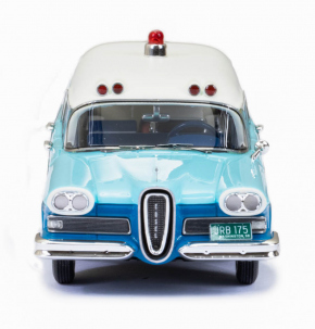 1958 Edsel Corsair ambulance Memphian Coachwork Co. bicolore bleu-rouge-blanc