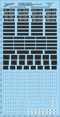 Kennzeichen GB 02 1/24 Naßschiebebild Decal schwarz-weiss-silber 194x100mm