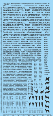 EM01-7-87-1 Rettungsdienste Decal weiss DE 07 1//87 195x90 mm