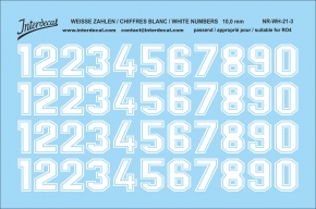 white numbers 3 3,0-3,6 mm 140x90 mm Waterslide decal NR-WH-03 