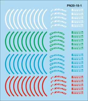 Étiquettes de pneus 20-1 Pirelli Formel 1 1/18 Décalcomanies 160x80mm